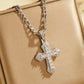📢📢50 % DE RÉDUCTION !! ⏰Collier Pendentif Croix Hip-Hop Double Rang en Strass avec Chaîne Figaro