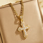 📢📢50 % DE RÉDUCTION !! ⏰Collier Pendentif Croix Hip-Hop Double Rang en Strass avec Chaîne Figaro