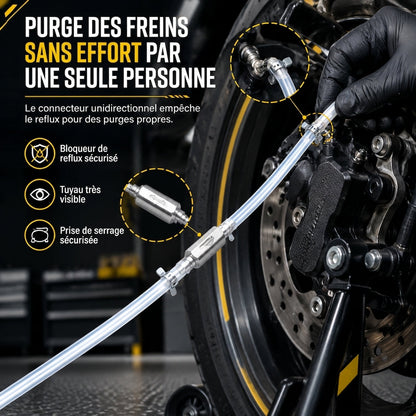 🔥 -50% 🔧 Outil de purge de frein hydraulique pour moto – Kit de clapet unidirectionnel et tuyau d'extraction de liquide 🏍️