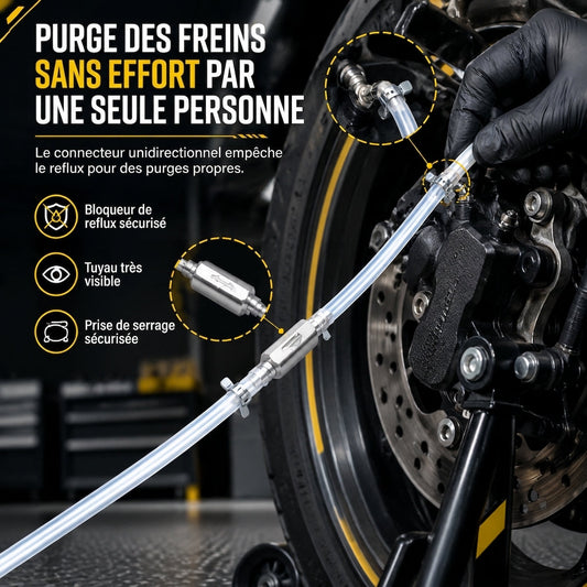 🔥 -50% 🔧 Outil de purge de frein hydraulique pour moto – Kit de clapet unidirectionnel et tuyau d'extraction de liquide 🏍️