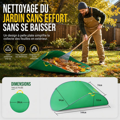 Collecteur de feuilles portable pop-up et sac à déchets réutilisable pour jardin