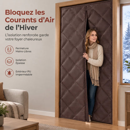 Rideau de porte épaississant magnétique isolant thermique, coupe-vent et insonorisé, en tissu Oxford coton pour l'hiver